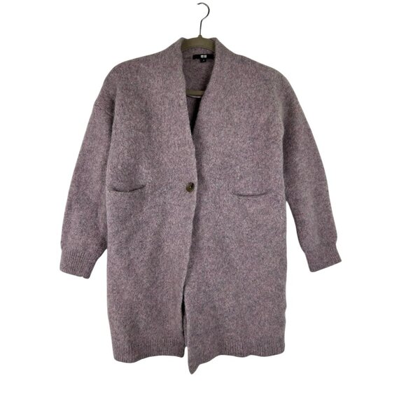 Uniqlo Sweaters - Uniqlo Women's Small/Petite 100% Wool 1-Button Purple Cardigan Sweater